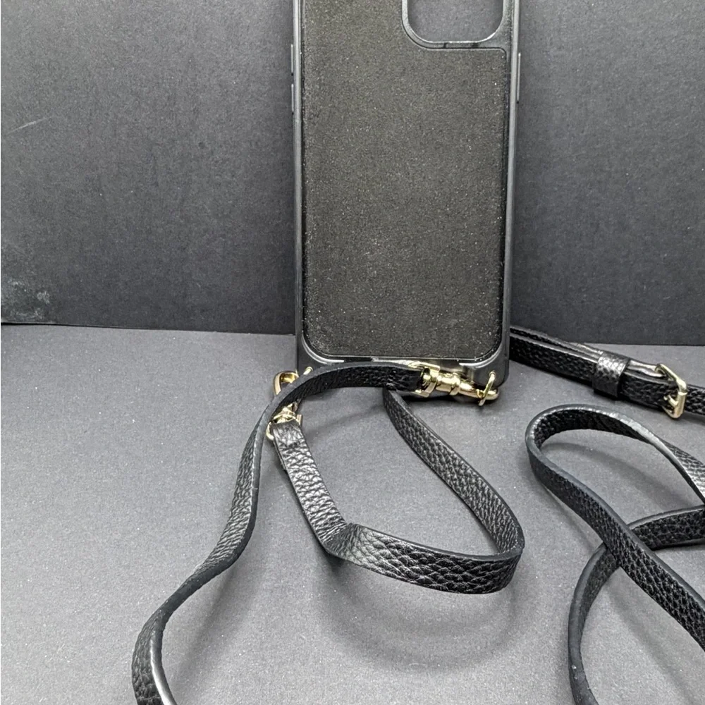 Bandolier Stylish Black Leather iPhone 12 Pro Max Case with Strap - Picture 4 of 5
